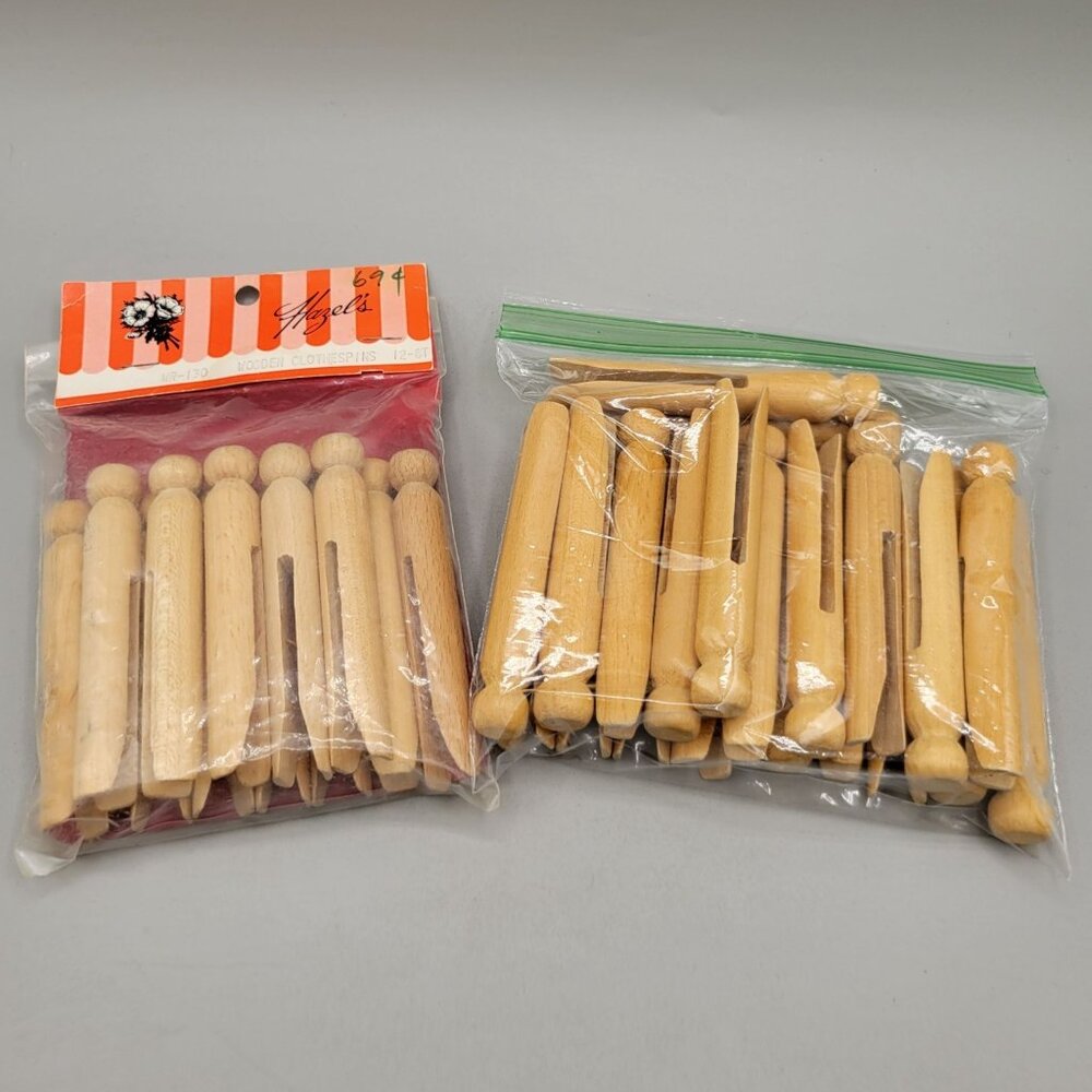 Hazels Wooden Clothespins 33 Count For Crafting or Laundry Use